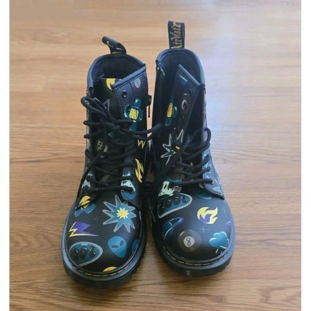 Dr Martens Kids 1460 Sticker Print Leather Lace Up Boots Size 5 Display Unit